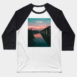 River Sunset Baseball T-Shirt